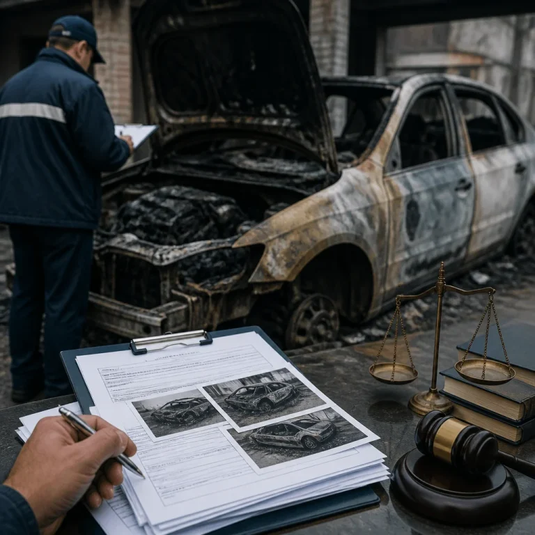 Оценка ущерба от пожара в автомобиле Оценка ущерба от пожара в автомобиле